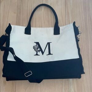 Black and White Tote Bag with Monogram